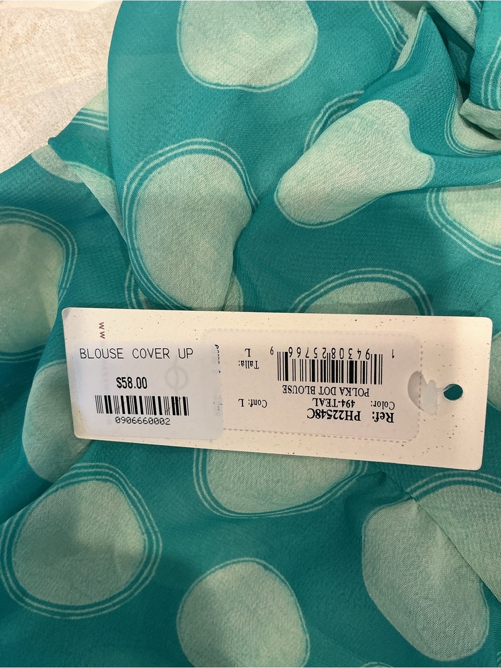 Polka Dot Drawstring Crop Top - Teal Green - Picture 6 of 6